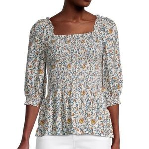 NWT Max Studio Smocked Peasant Blouse